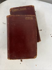 Antique 1881 Common Prayer & Hymnal Brown Leather Pocket Size Episcopal Set picture