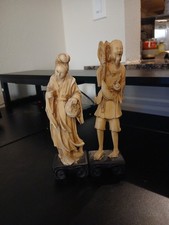 Vintage Made in Italy Asian Man Woman Figurines Pair 6-7” picture