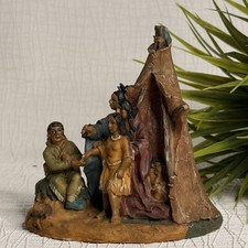 Vintage Style Native American Teepee Scene Figurine Cabin Lodge Decor picture
