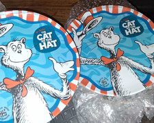 2003 DR SEUSS CAT IN THE HAT MOVIE MERCH MELAMINE PLATES X 2 EUC 8