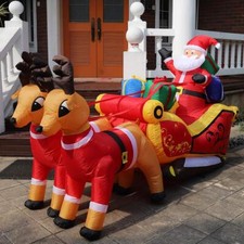 7.2ft Long Christmas Inflatable Santa on Red Sleigh LED Lighted Blow-up Yard Dec picture