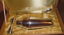 Eldan Vintage Art Deco Nickel Silver Cocktail Shaker Set In Original Box  picture