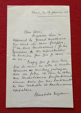 CP71-SIGNED AUTOGRAPH LETTER-ELISABETH NIZAN-CONDOLENCES-1968 picture