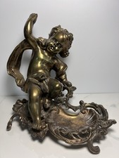 VTG Heavy Metal Cherub Figurine Baroque Rococo Style  picture