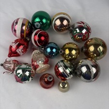 Lot 16 Vintage Mercury Glass Christmas Tree Ornaments Shiny Brite USA picture