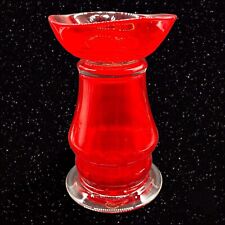 Hand Blown Candle Holder Stand Red Glass With Clear Bottom Large 8”T 5”W picture