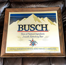 Vintage 1980s Busch Beer bar mirror wall hanging picture