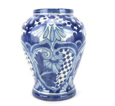 Vtg Talavera Blue White Vase 9