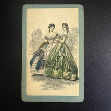 Blue Godey Sisters Single Swap Playing Card -c. 1930s (Linen) picture