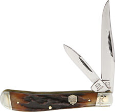 Rough Ryder Trapper Brown Stag Bone Stainless Folding Knife 1848 picture