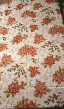 Vintage Christmas Damask Table Cloth Poinsettias Pine Cones 80 X 57 Rectangle picture