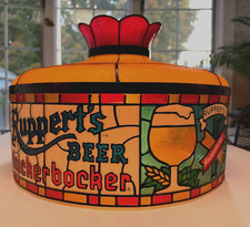 KNICKERBOCKER BEER FAUX STAINED GLASS Round HANGING LIGHT Ruppert's 1970's VTG picture