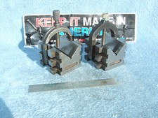 V BLOCKS (2) W/CLAMPS USED TOOLMAKER MACHINIST MADE CLEAN VINTAGE OLD TOOLING 2G picture