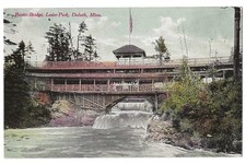 Duluth Minnesota c1910 Lester Park Rustic Bridge, waterfall, Roadside America picture