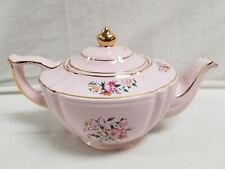 Vintage Sadler Light Pink Gilded Floral Teapot Tea Kettle 1940's 2060 picture