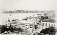 British Royal Navy Dockyard Kowloon Hong Kong Harbor Ships Vtg. Photo 19thC. picture
