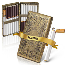 X-LIGHTER Vintage Cigarette Case with Lighter for 100'S, Smell Proof, Retro Meta picture