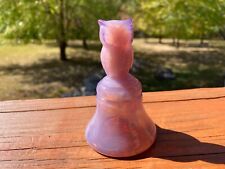 Boyd Crystal Art Slag Glass Owl Bell #29 LILAC Pink Purple 6-25-85 Made in USA picture