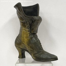 Vintage Bronze Victorian Style Lace Up Boot Figurine Decorative Desk Accessory picture