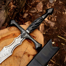 Handmade Damascus Viking Sword Norse Celtic Design Medieval Collectible picture