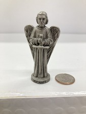 Saint Michael Vintage Pewter Religious Miniature. 2.5 Inches Tall picture