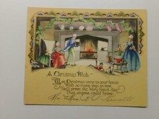 Vtg Christmas Card Early American FAMILY CHRISTMAS by P.F.Volland Co 1920s 30s? picture