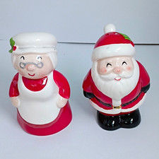  Vintage Albert E. Price Ceramic Mr. & Mrs. Santa Claus Salt & Pepper Shakers picture