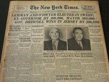 1949 NOVEMBER 9 NEW YORK TIMES - LEHMAN & O'DWYER ELECTED IN SWEEP - NT 5532 picture
