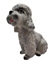 Vintage Lefton Ceramic French Poodle Dog White Grey Figurine #H8081 4