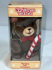 Vintage Jasco Christmas Mini Bear Ornament Fuzzy Figure Glass Eyes 4 inch Box picture