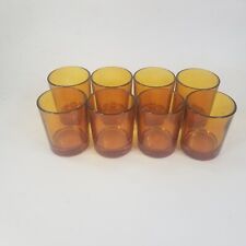 Midcentury Modern Vintage Glass Amber tone Lot of 8 picture