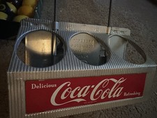 Coca-Cola Coke 6 Pack Bottle Carrier Caddy Aluminum Metal Holder 1950's picture