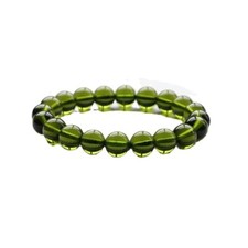 Natural Moldavite Green Crystal Bead Bracelet - 100% Raw Czech Meteorite AAA+ picture