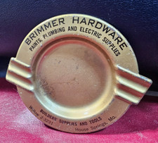 Vtg Metal Art Deco Ashtray BRIMMER HARDWARE Store Lennox HOUSE SPRINGS MO picture