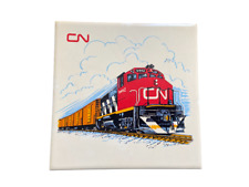 Vintage CN Rail Safety Award Train Ceramic Tile Art locomotive picture