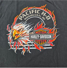 Vintage Y2K Harley Davidson Pacific H-D Flaming Eagle Graphic T-Shirt Men's XL picture