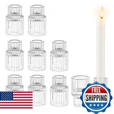 Glasseam Glass Taper Candle Holders 10Pcs Small Candlestick picture