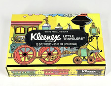 Vintage Kleenex Little Travelers White Facial Tissues 1970’s Trains - Sealed picture