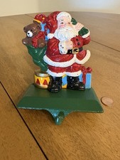 Vtg Solid Cast Iron Santa Christmas Stocking Hanger Hook Midwest Cannon Falls picture