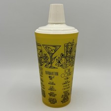 Vintage MCM Yellow Cocktail Shaker Recipe Measuring Cup Mid Century Barware picture