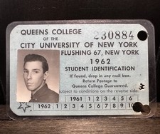 1960’s Queens College University Of New York Student Identification ID Card picture
