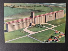 World's Largest Grain Elevators Amarillo Texas Linen Postcard c.1940's picture