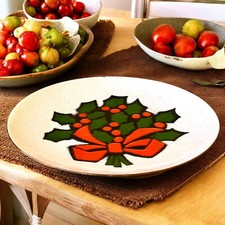 Vintage Annemarie Davidson Handcrafted Enamel Copper Plate Christmas Holly 6