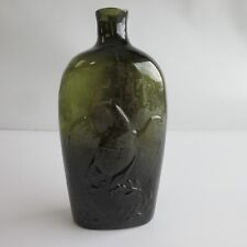 Antique Green Glass Willington CT / Eagle Historical Flask Bottle picture