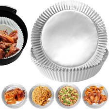 100 PCS Aluminum Foil Air Fryer Liners, Non-stick Air Fryer Disposable Paper ... picture