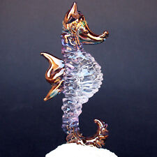 Sea Horse Seahorse Figurine Hand Blown Glass Gold Coral picture