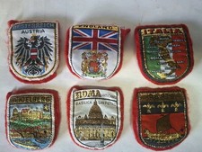 6 Vintage European Collectible Travel Patches, Paris, Italy, Austria Etc. picture