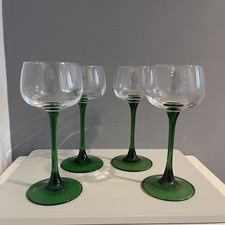 Vintage Luminarc Emerald Green Wine Glasses X4 France Stems 150ml Rhine Liqueur  picture