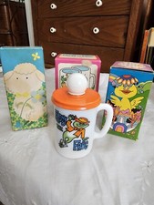 Set Of 3 Vintage Avon Freddy The Frog Milk Glass Mug Peep A Boo Honey Lamb Soap picture
