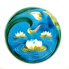Art Nouveau Majolica Plate Water Lily Lotus Flower Floral JB & W NY Germany 6.5